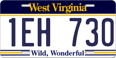 WV license plate 1EH730
