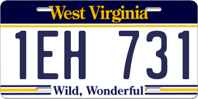 WV license plate 1EH731