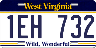 WV license plate 1EH732