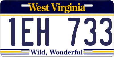WV license plate 1EH733