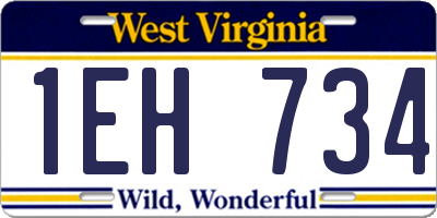 WV license plate 1EH734