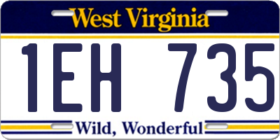 WV license plate 1EH735