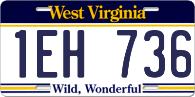 WV license plate 1EH736