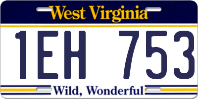 WV license plate 1EH753