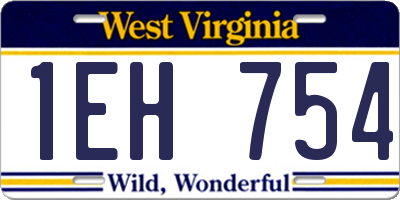 WV license plate 1EH754
