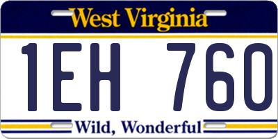 WV license plate 1EH760