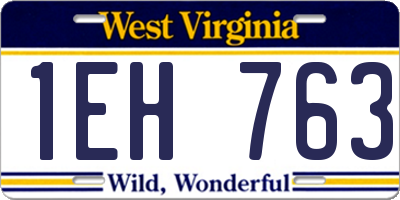 WV license plate 1EH763