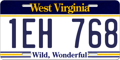WV license plate 1EH768