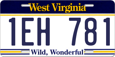 WV license plate 1EH781