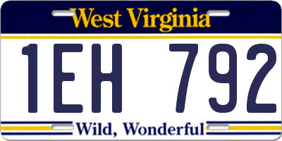 WV license plate 1EH792