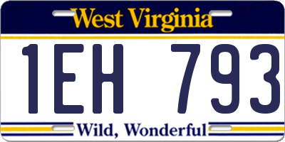 WV license plate 1EH793