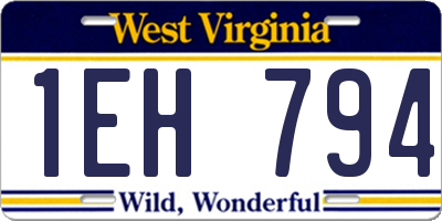 WV license plate 1EH794