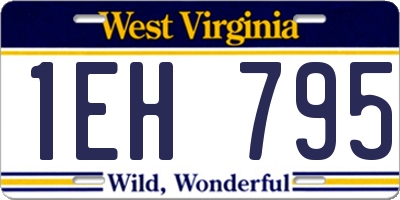 WV license plate 1EH795