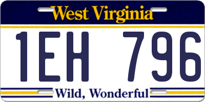 WV license plate 1EH796