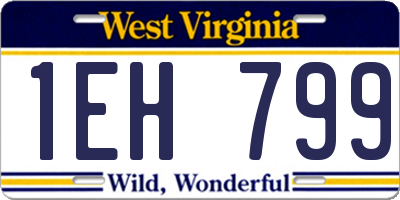 WV license plate 1EH799