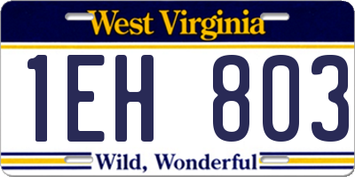 WV license plate 1EH803