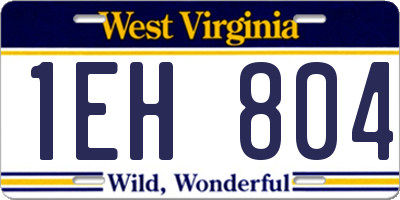 WV license plate 1EH804