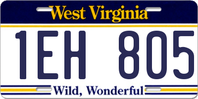 WV license plate 1EH805