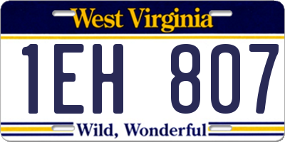 WV license plate 1EH807