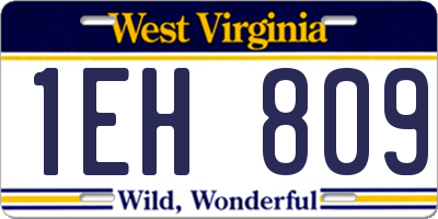 WV license plate 1EH809
