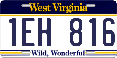 WV license plate 1EH816