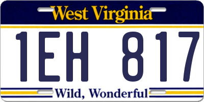 WV license plate 1EH817