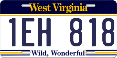 WV license plate 1EH818