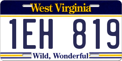 WV license plate 1EH819