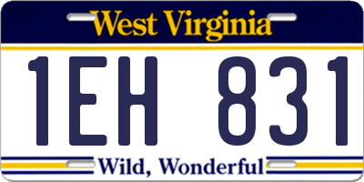 WV license plate 1EH831