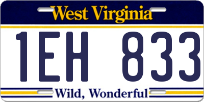 WV license plate 1EH833