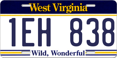WV license plate 1EH838
