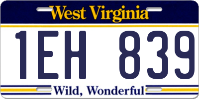 WV license plate 1EH839