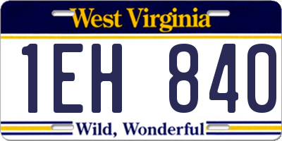 WV license plate 1EH840