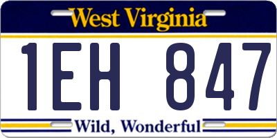 WV license plate 1EH847
