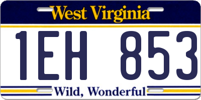 WV license plate 1EH853