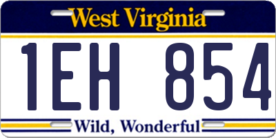 WV license plate 1EH854