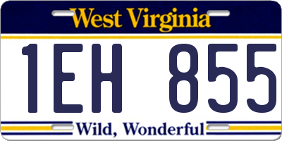 WV license plate 1EH855