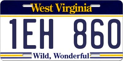 WV license plate 1EH860