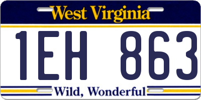 WV license plate 1EH863
