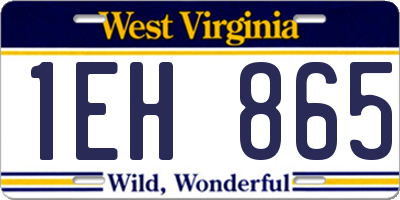 WV license plate 1EH865