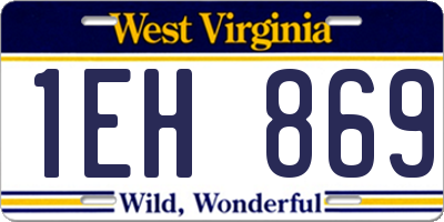 WV license plate 1EH869