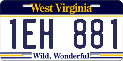 WV license plate 1EH881
