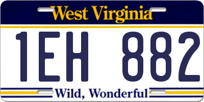 WV license plate 1EH882