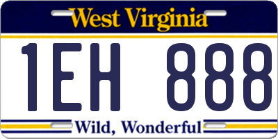 WV license plate 1EH888