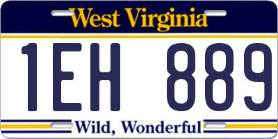 WV license plate 1EH889