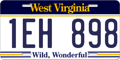 WV license plate 1EH898