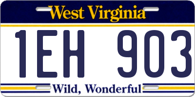 WV license plate 1EH903