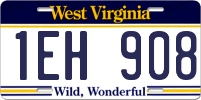 WV license plate 1EH908