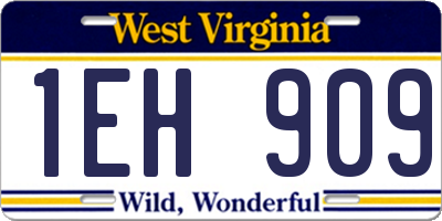 WV license plate 1EH909
