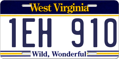 WV license plate 1EH910